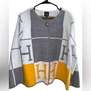 Connie Roberson 100% Wool Cardigan Size Small Hermes Pattern H
